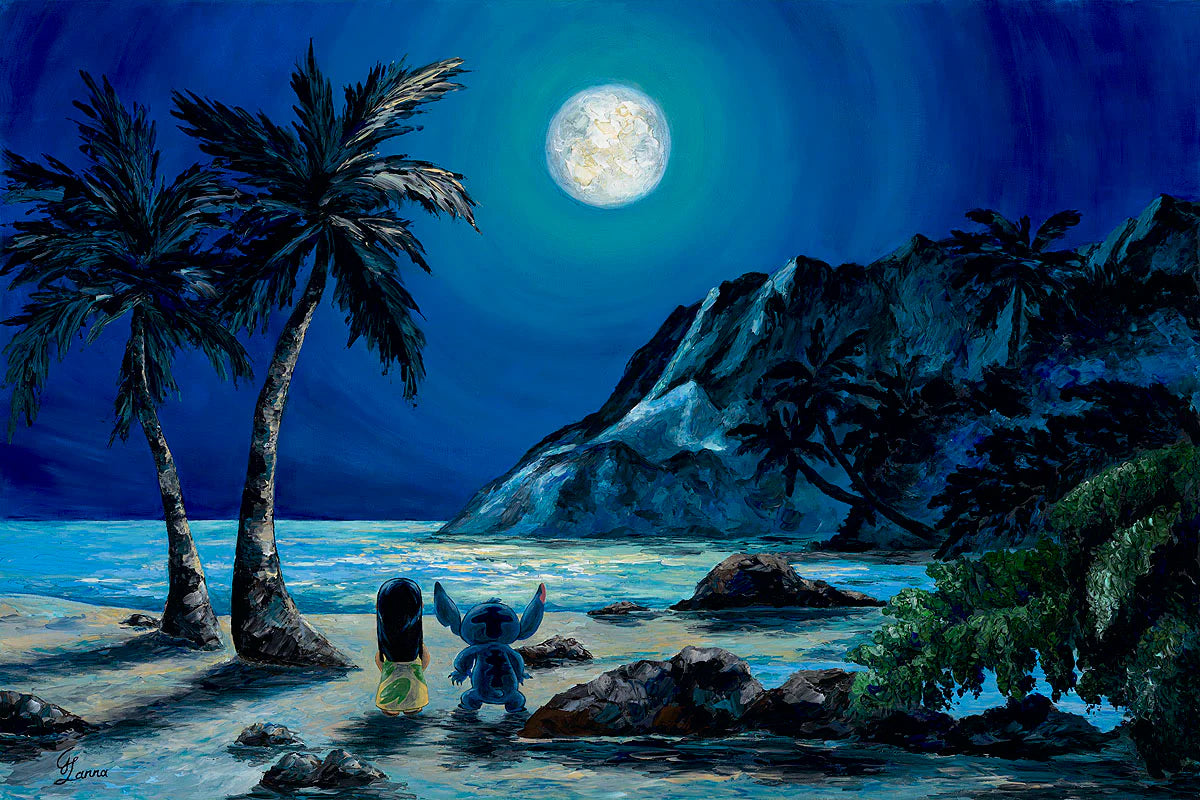 Lilo & Stitch Walt Disney Fine Art Jennifer Lanna Signed Limited Edition of 50 Canvas Print - Evening View