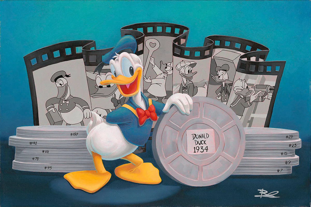 Donald Duck Disney Fine Art Ben Olson Signed Limited Edition of 25 Print on Canvas "Icons of Animation - Donald Duck"