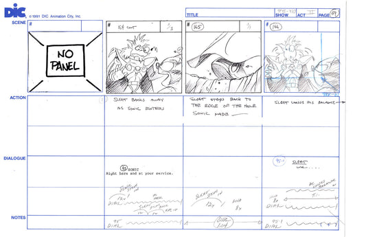 Sonic Underground Huge Hand-Drawn Production Storyboard 1999 from DIC Used to Make the Cartoon Pg 69