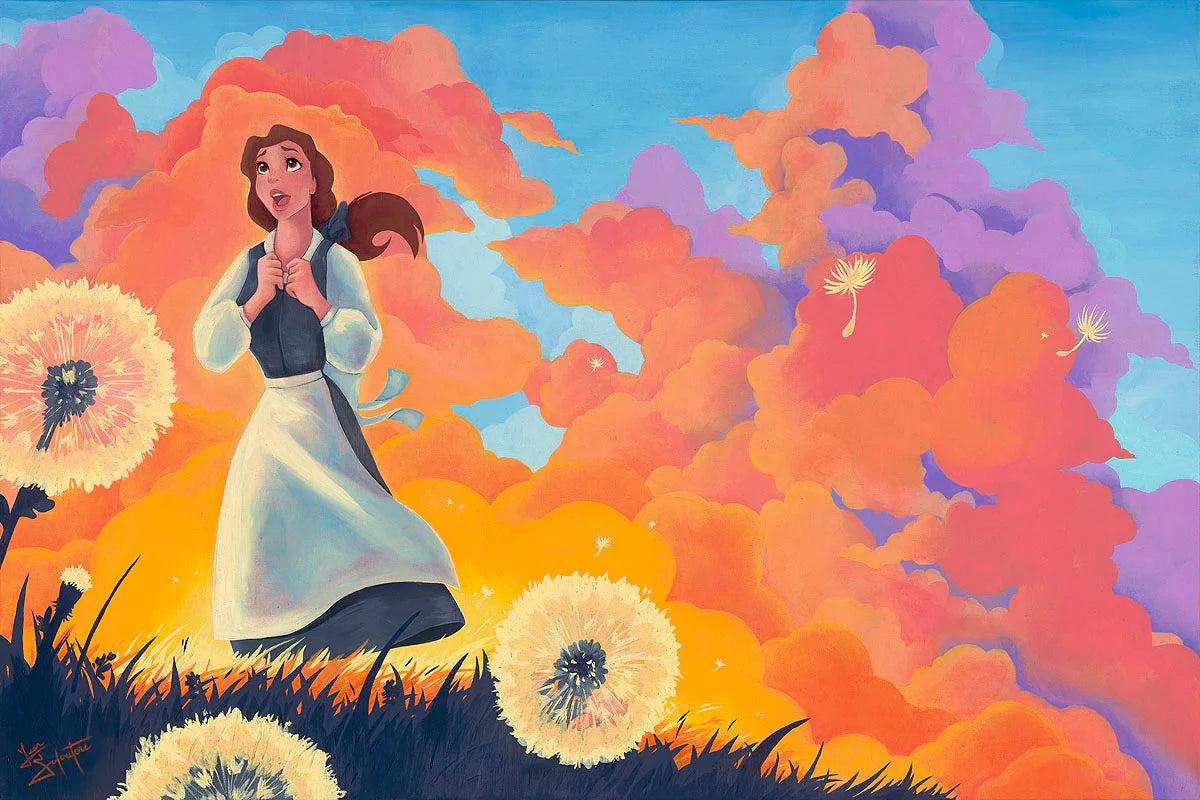 Beauty and the Beast Walt Disney Fine Art Jean Salvatore Signed Limited Edition of 50 Print on Canvas Belle - Daydreaming
