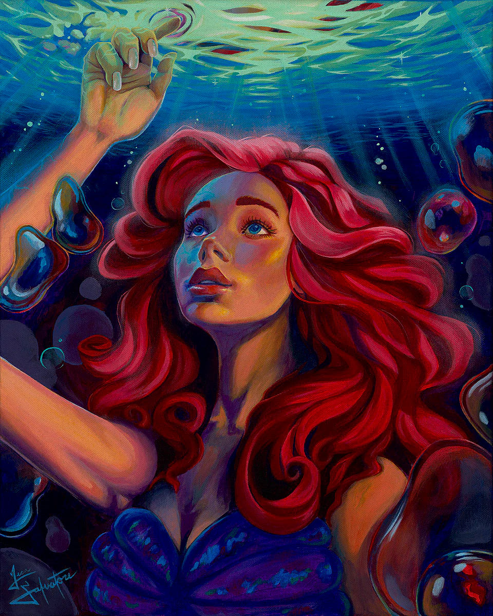 The Little Mermaid Walt Disney Fine Art Jean Salvatore Signed Limited Edition of 50 Print on Canvas Ariel - The Unknown
