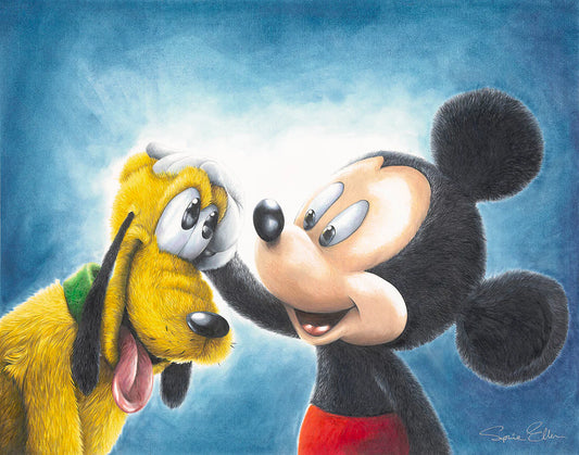 Mickey Mouse and Pluto Walt Disney Fine Art Sophie Ellen Signed Limited Edition of 95 Print on Canvas Friends Forever