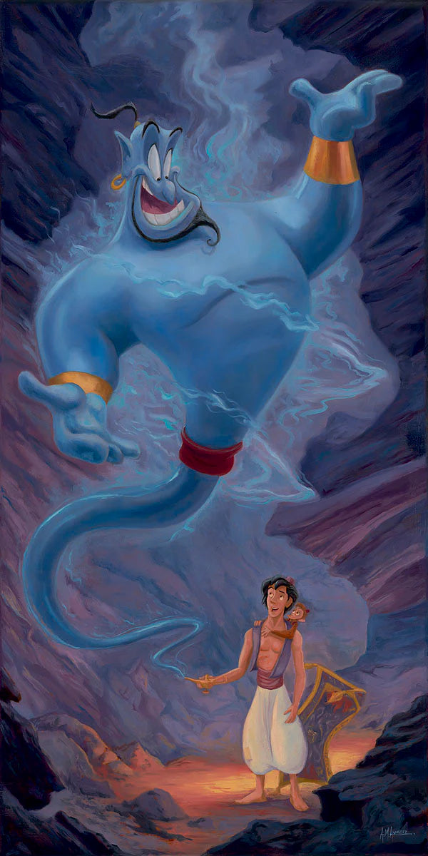 Aladdin Genie Walt Disney Fine Art Angel Alvarez Signed Limited Edition of 95 Print on Canvas Friend Like Me