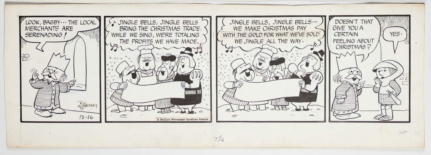 Sir Bagby Rick Hackney and Bill Hackney Original Ink Daily Comic Strip Art Signed BB06