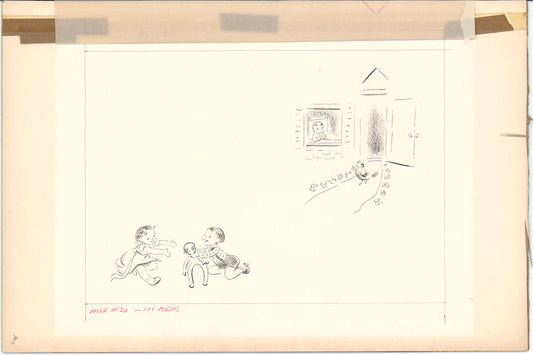 Illustration Book Page Original Drawing by Lowenheim c1978 Samuel Lowe H005