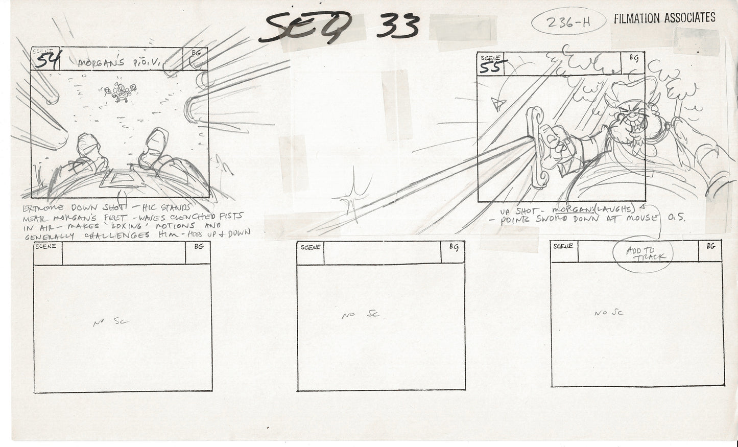 Treasure Island Storyboard Art Cartoon 2 Pages Stevenson Filmation WB 1973 E-05