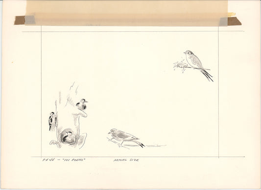 Illustration Book Page Original Drawing by Lowenheim c1978 Samuel Lowe T005