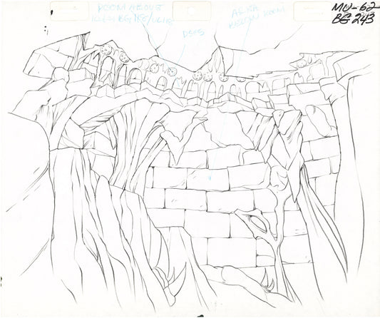 He-Man and the Masters of the Universe Animation Production Pencil Background Drawing For Cels Filmation 1980s A-06