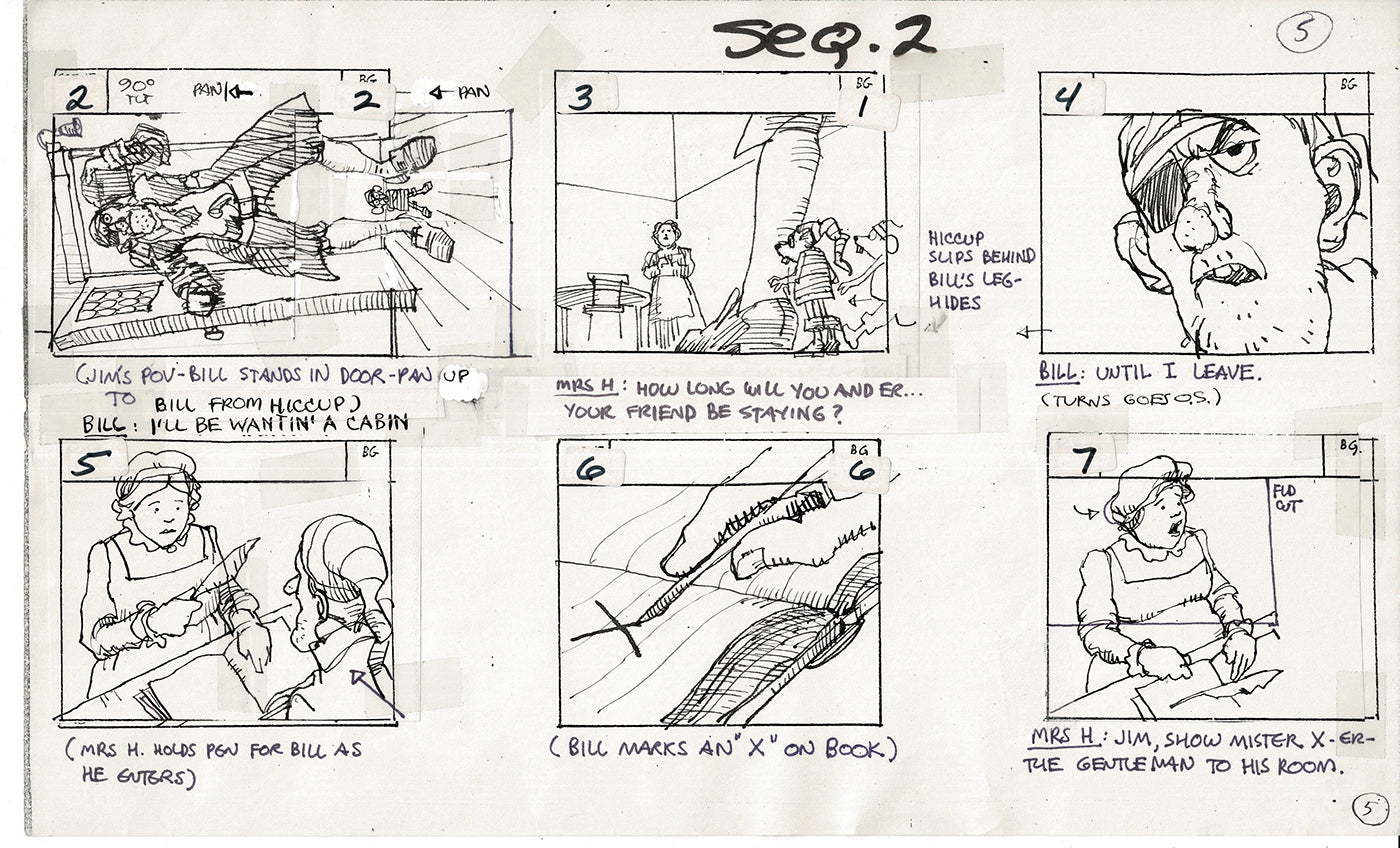 Treasure Island Storyboard Art Cartoon 2 Pages Stevenson Filmation WB 1973 A-05