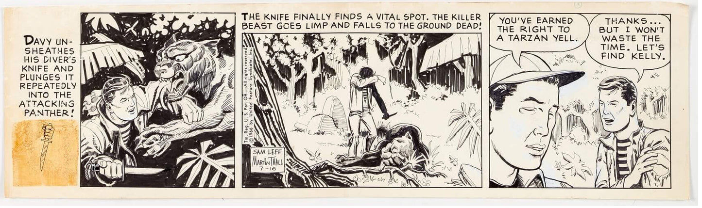 Sam Leff Davy Jones Orig Ink Daily Newspaper Comic Strip Art Signed 1966 CD06