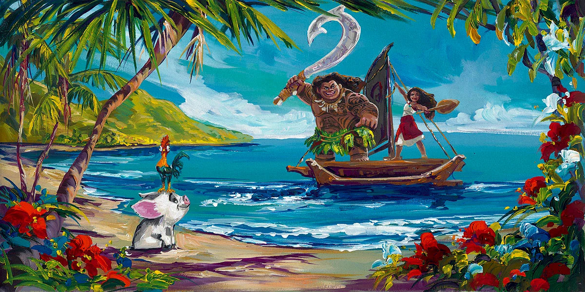 Moana Walt Disney Fine Art Steve Barton Signed Limited Edition of 95 Print on Canvas "Ocean Adventure"