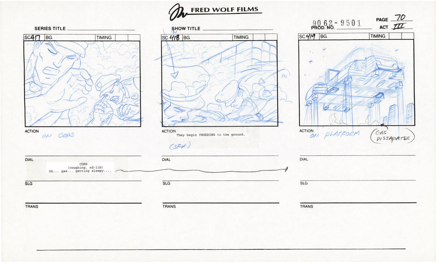 Teenage Mutant Ninja Turtles TMNT Original Production Animation Storyboard 1995 U3-70