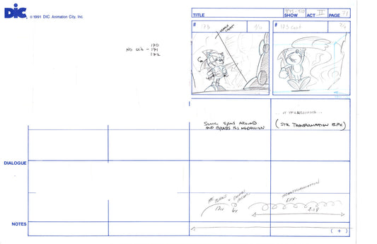 Sonic Underground Huge Hand-Drawn Production Storyboard 1999 from DIC Used to Make the Cartoon Pg 71