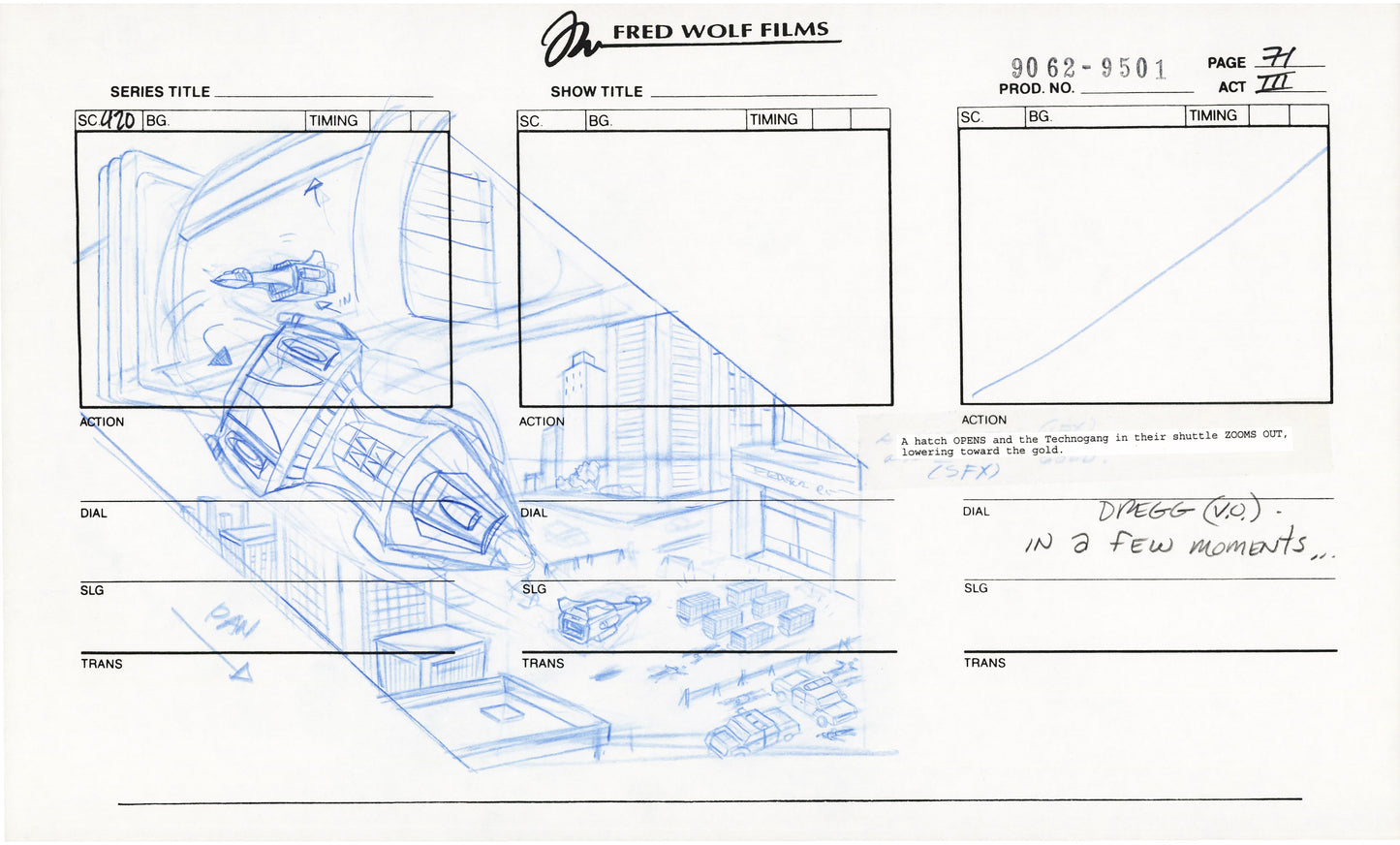 Teenage Mutant Ninja Turtles TMNT Original Production Animation Storyboard 1995 U3-71