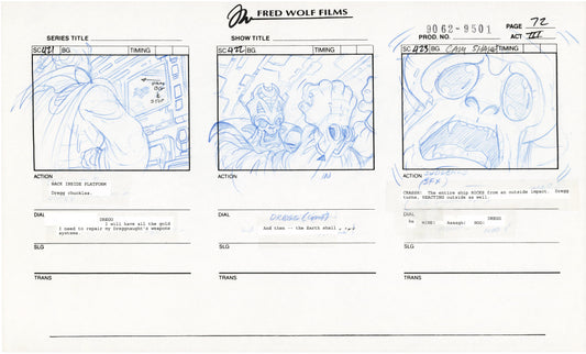 Teenage Mutant Ninja Turtles TMNT Original Production Animation Storyboard 1995 U3-72