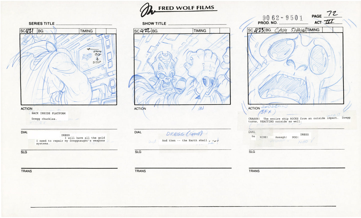 Teenage Mutant Ninja Turtles TMNT Original Production Animation Storyboard 1995 U3-72