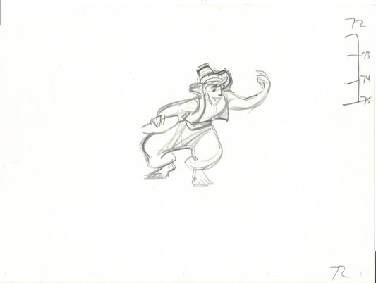 Aladdin from Walt Disney 1992 Movie KEY Rough Production Animation Cel Drawing d