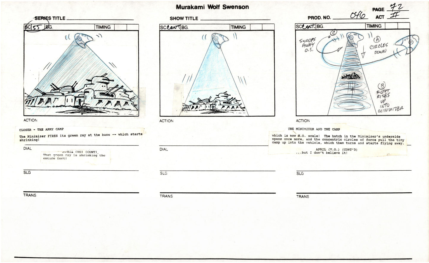 Teenage Mutant Ninja Turtles TMNT Original Production Animation Storyboard 1989 BB-72