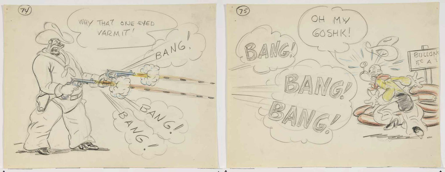 Popeye 1952 2 LOT Original Animation Production Storyboard from Famous Studios 745