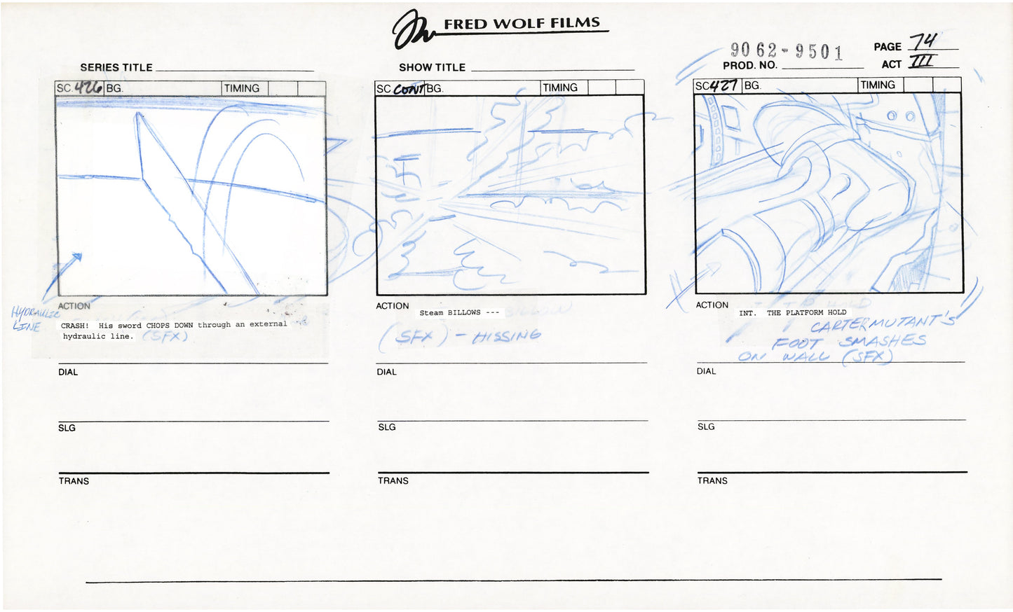 Teenage Mutant Ninja Turtles TMNT Original Production Animation Storyboard 1995 U3-74