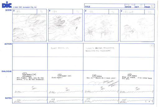 Sonic Underground Huge Hand-Drawn Production Storyboard 1999 from DIC Used to Make the Cartoon Pg 77