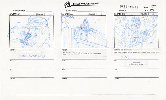 Teenage Mutant Ninja Turtles TMNT Original Production Animation Storyboard 1995 U3-77