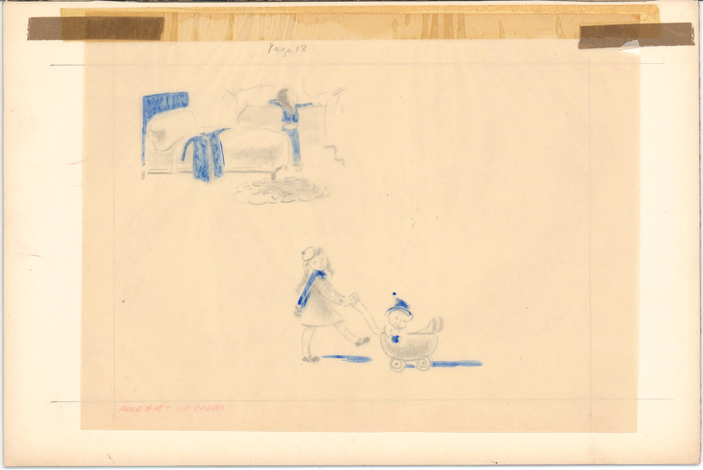 Illustration Book Page Original Drawing by Lowenheim c1978 Samuel Lowe H007
