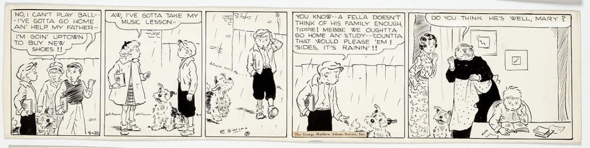 Cap Stubbs and Tippie Original Ink Daily Comic Strip Art Signed and Drawn by Edwina Dumm AM07