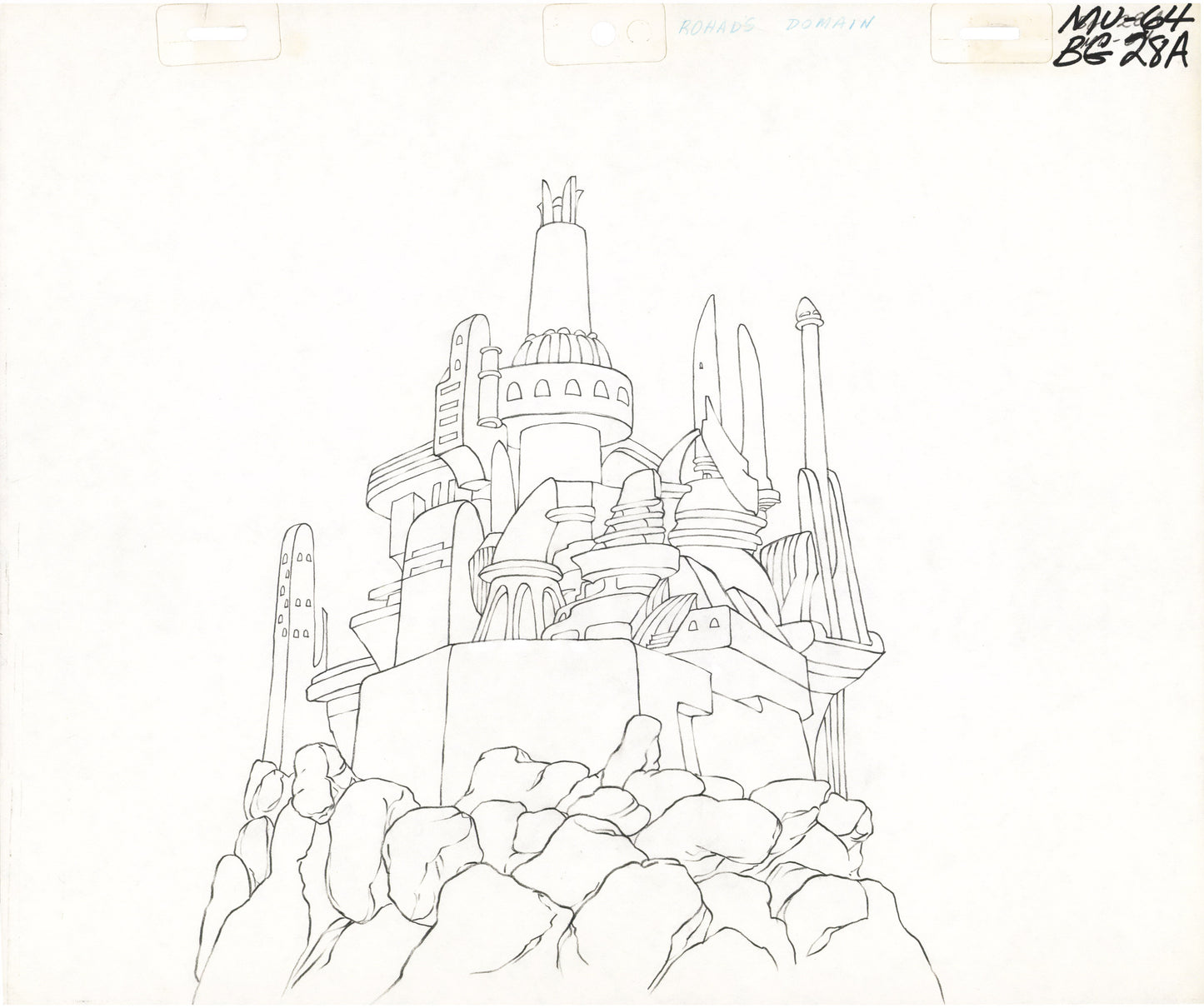 He-Man and the Masters of the Universe Animation Production Pencil Background Drawing For Cels Filmation 1980s A-07