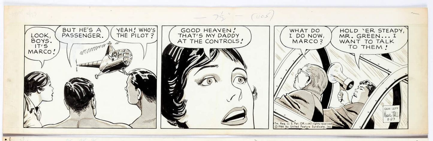 Sam Leff Davy Jones Orig Ink Daily Newspaper Comic Strip Art Signed 1966 CD07