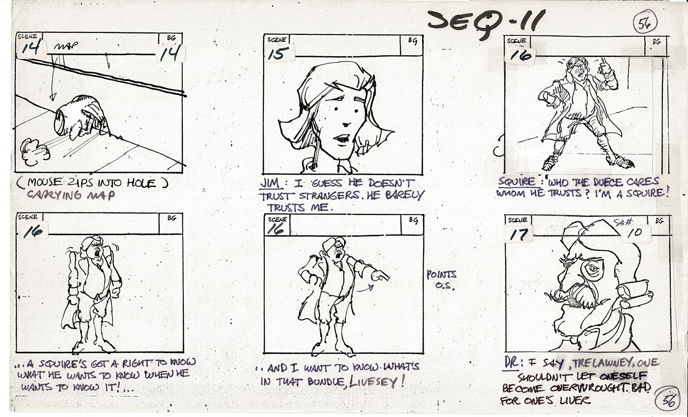 Treasure Island Storyboard Art Cartoon 2 Pages Stevenson Filmation WB 1973 B-07