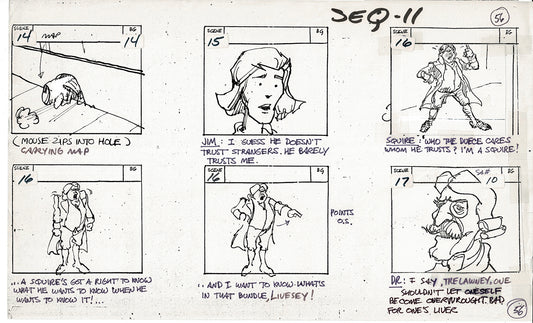 Treasure Island Storyboard Art Cartoon 2 Pages Stevenson Filmation WB 1973 B-07