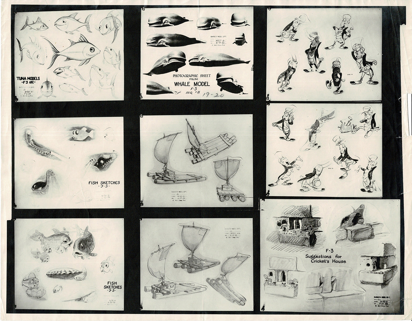 Pinocchio Walt Disney Litho Production Animation Model Sheet 1930s M7