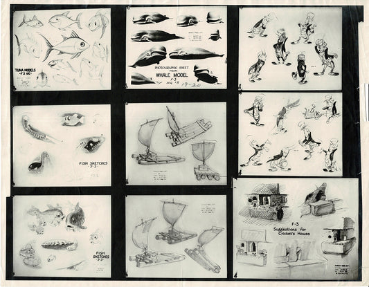 Pinocchio Walt Disney Litho Production Animation Model Sheet 1930s M7