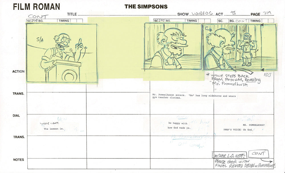 The Simpsons Original Production Animation Storyboard 2006 Fox 7