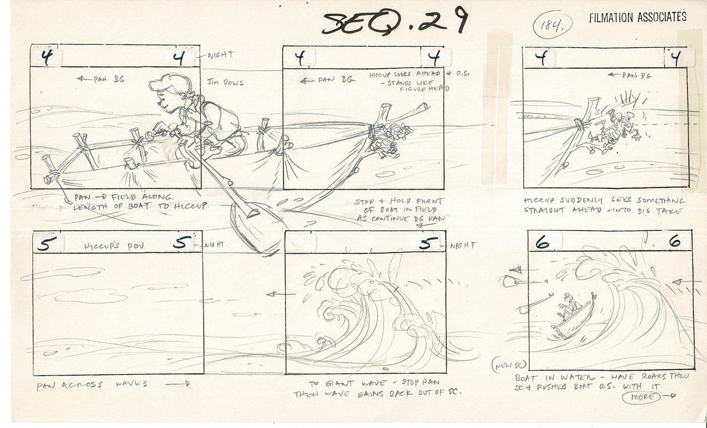 Treasure Island Storyboard Art Cartoon 2 Pages Stevenson Filmation WB 1973 D-07