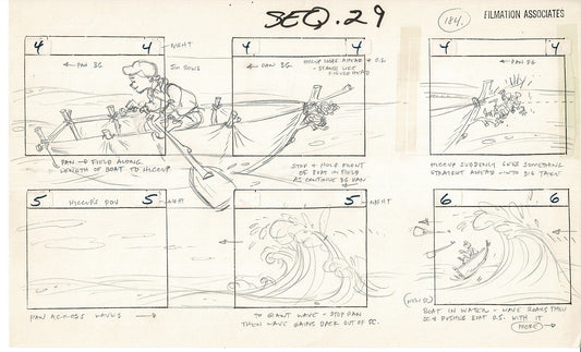 Treasure Island Storyboard Art Cartoon 2 Pages Stevenson Filmation WB 1973 D-07