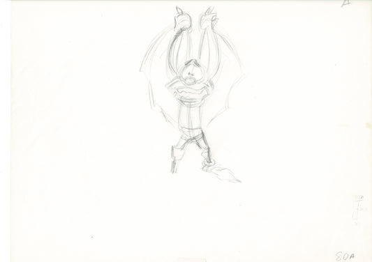 The Great Mouse Detective Fidget the Bat Walt Disney Production Animation Drawing 1986 A80a