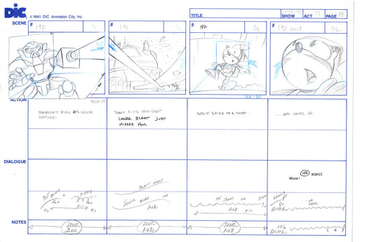 Sonic Underground Huge Hand-Drawn Production Storyboard 1999 from DIC Used to Make the Cartoon Pg 81