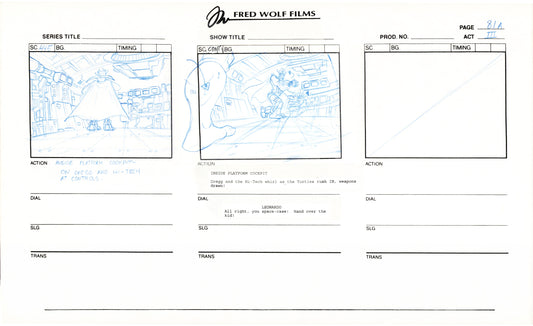 Teenage Mutant Ninja Turtles TMNT Original Production Animation Storyboard 1995 U3-81A