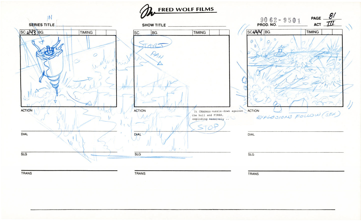 Teenage Mutant Ninja Turtles TMNT Original Production Animation Storyboard 1995 U3-81