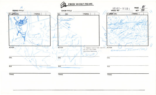 Teenage Mutant Ninja Turtles TMNT Original Production Animation Storyboard 1995 U3-81