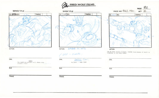 Teenage Mutant Ninja Turtles TMNT Original Production Animation Storyboard 1995 U3-82