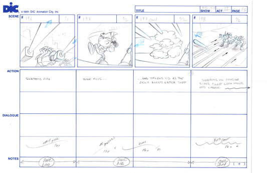 Sonic Underground Huge Hand-Drawn Production Storyboard 1999 from DIC Used to Make the Cartoon Pg 83