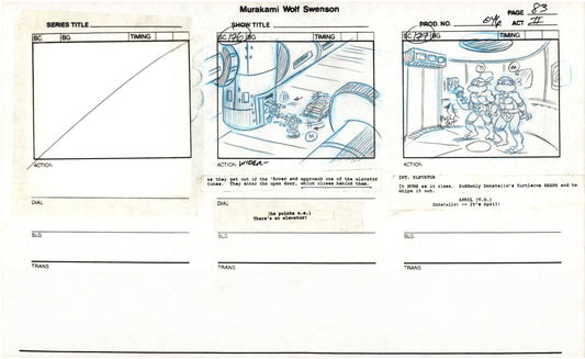 Teenage Mutant Ninja Turtles TMNT Original Production Animation Storyboard 1989 BB-83