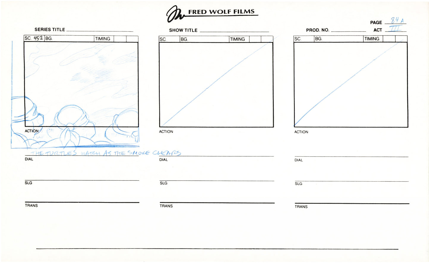 Teenage Mutant Ninja Turtles TMNT Original Production Animation Storyboard 1995 U3-84A