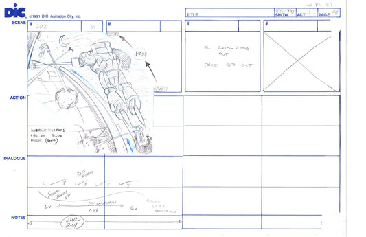 Sonic Underground Huge Hand-Drawn Production Storyboard 1999 from DIC Used to Make the Cartoon Pg 86