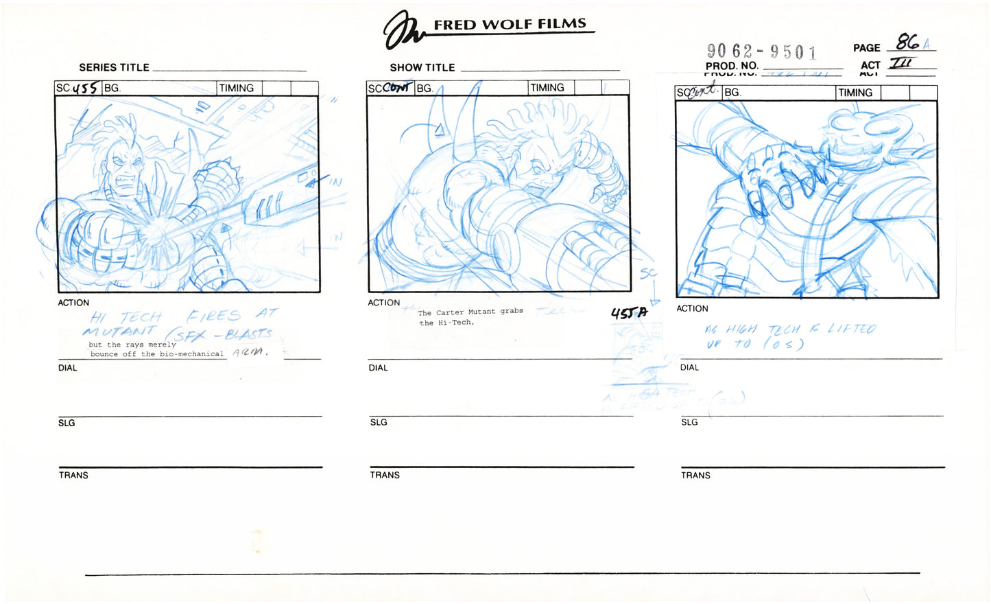 Teenage Mutant Ninja Turtles TMNT Original Production Animation Storyboard 1995 U3-86A