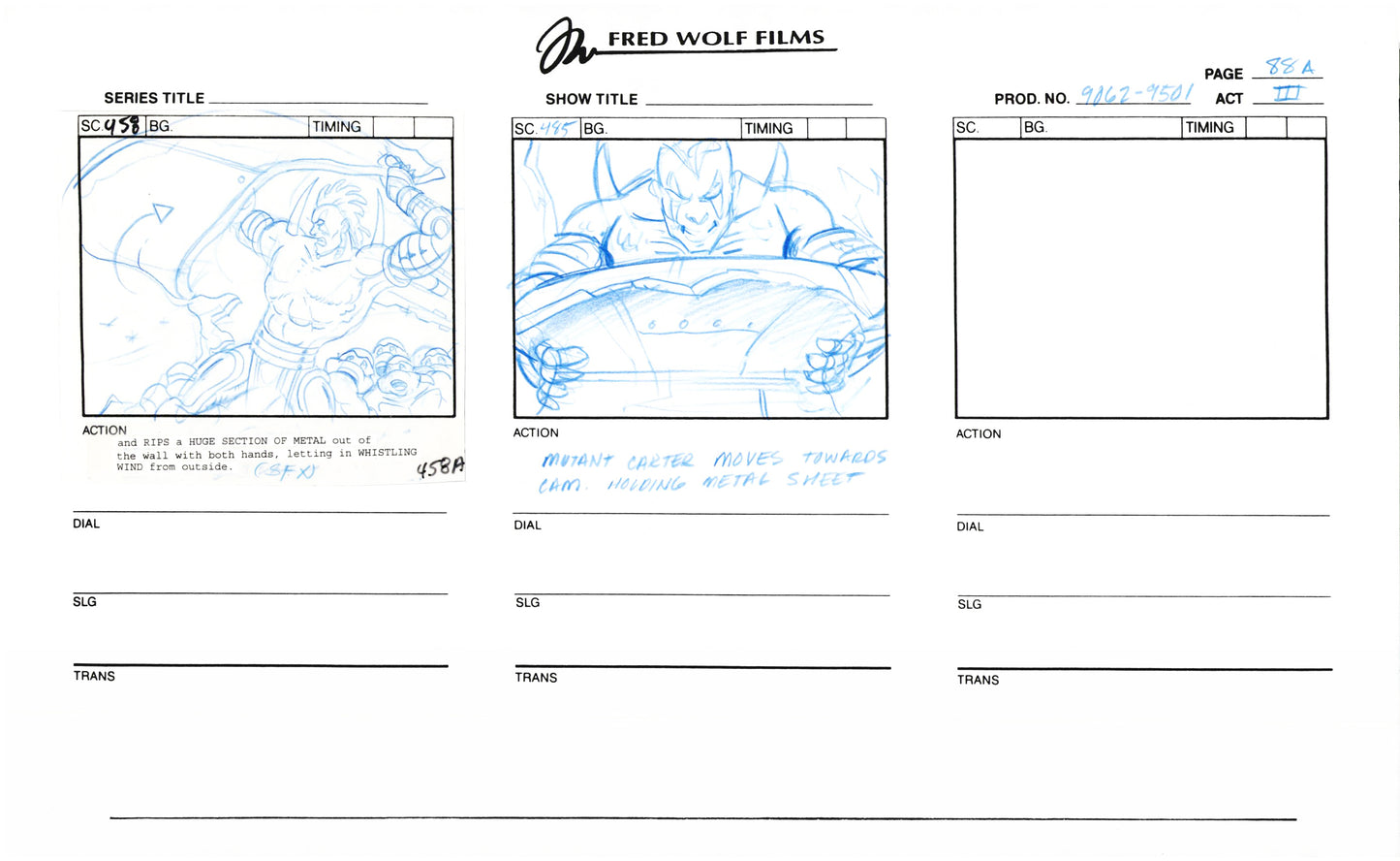 Teenage Mutant Ninja Turtles TMNT Original Production Animation Storyboard 1995 U3-88A