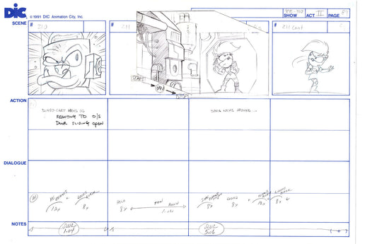 Sonic Underground Huge Hand-Drawn Production Storyboard 1999 from DIC Used to Make the Cartoon Pg 89